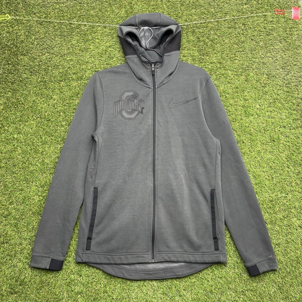 Ohio State Buckeyes Nike Hoodie Mens Medium Embroidered Spell Out Gray Zip Up